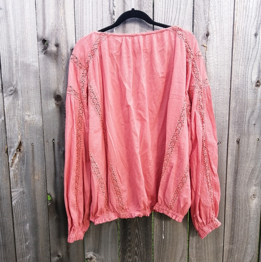 Sold on M Salmon pink boho peasant top - Picture 3 of 3